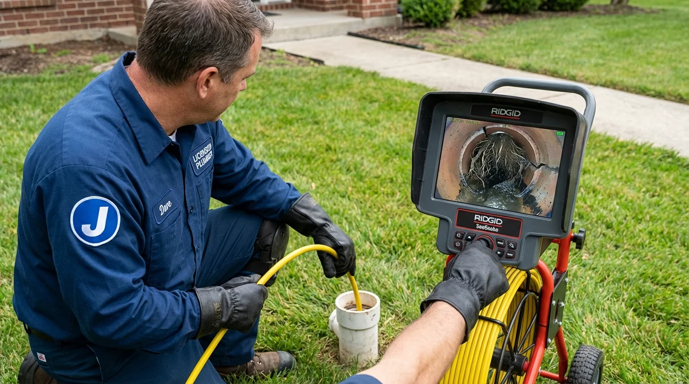 Sewer camera inspection being performed by Johns Plumbing LLC in Selma